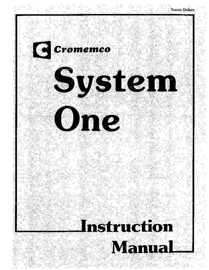 Cromemco System One Instruction Manual
